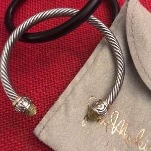 John Medeiros cuff bracelet,rhodium w/peridot CZ